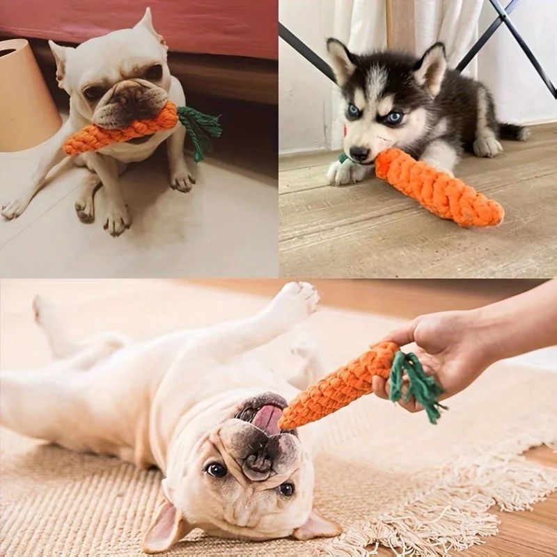 Cotton Pet Chew Carrot Rope Toy